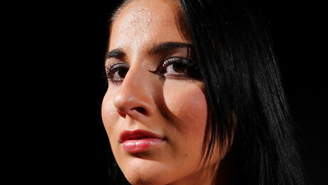 Curious hungarian brunette milf Deborah Black showing her butt 